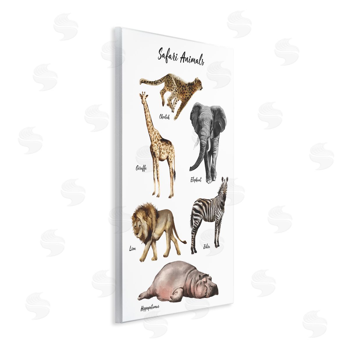 Ziwei Li Safari Animal Chart Playful Watercolor Illustrations Wall Plaque Art