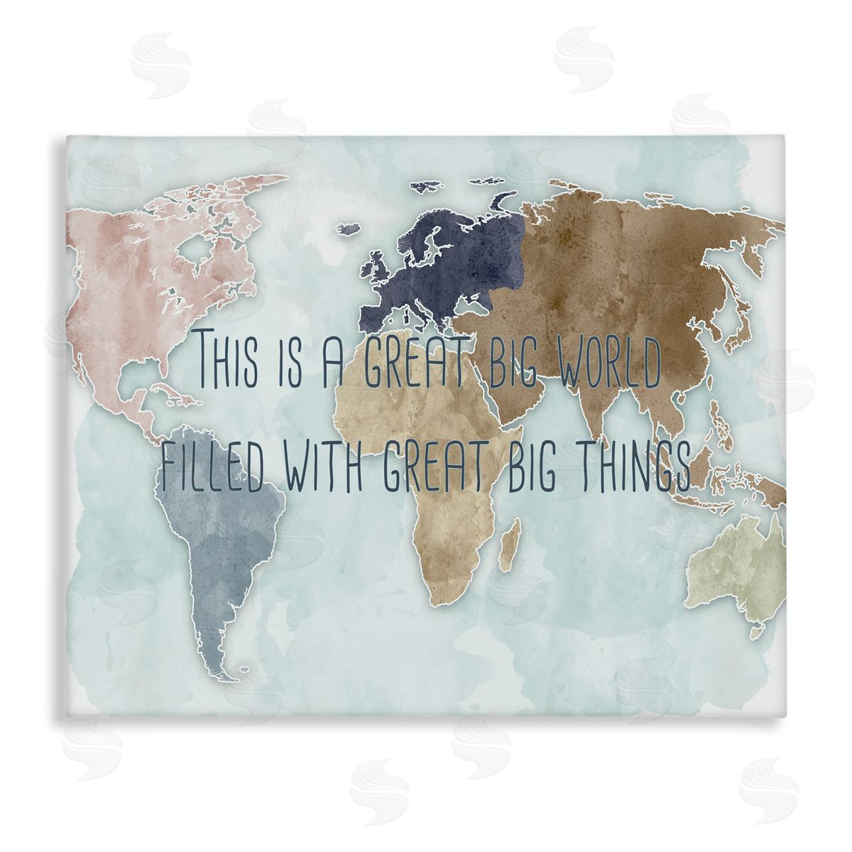Ziwei Li This is a Great Big World Phrase Map of Continents Canvas Wall Art