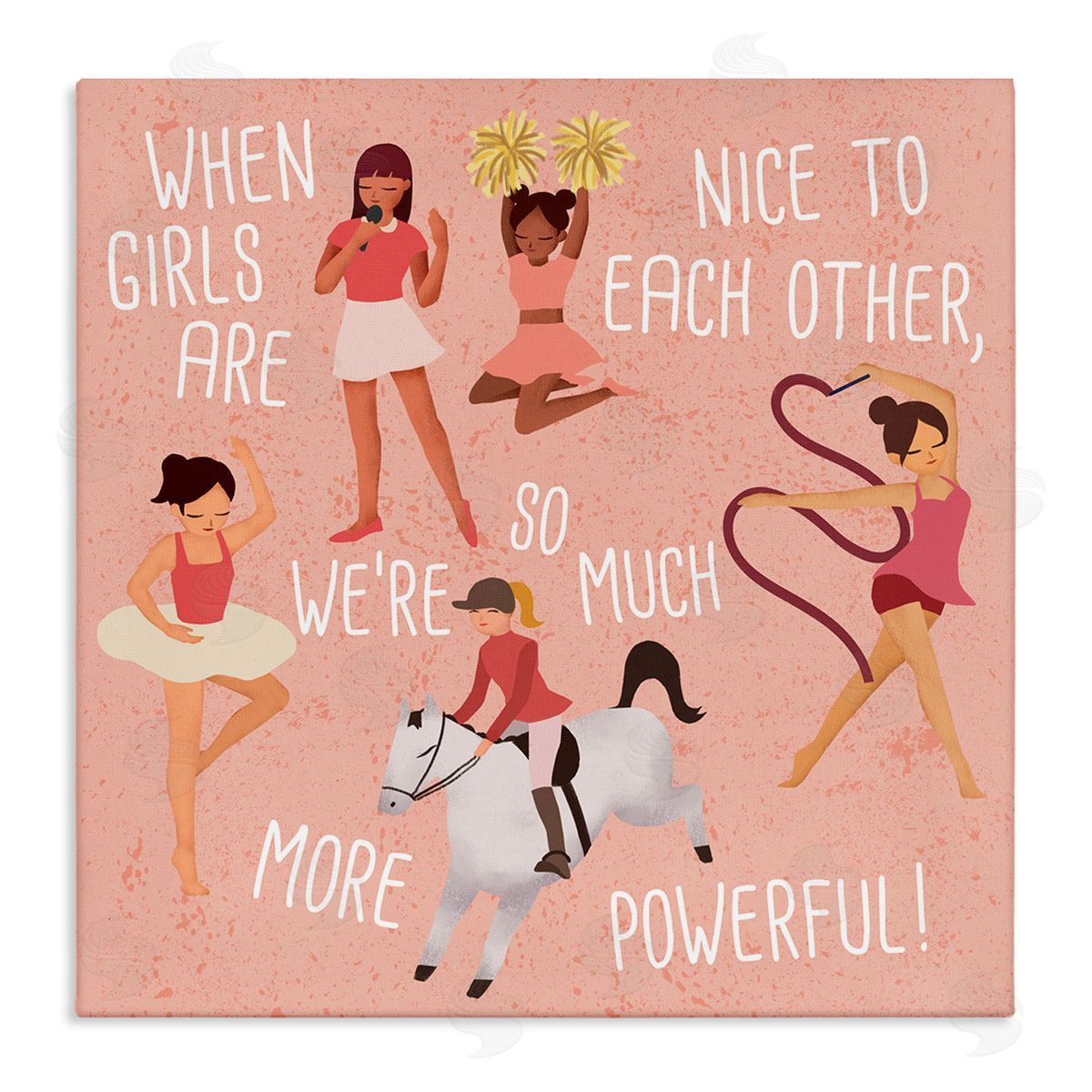Ziwei Li Girls are More Powerful Phrase Children's Sports Illustration Canvas Wall Art