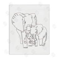 Ziwei Li | Elephant Family Holding Trunks Minimal Linework