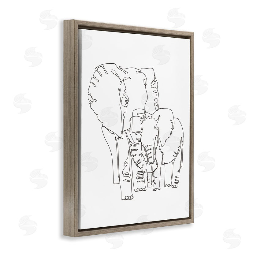 Ziwei Li | Elephant Family Holding Trunks Minimal Linework