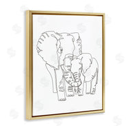 Ziwei Li | Elephant Family Holding Trunks Minimal Linework