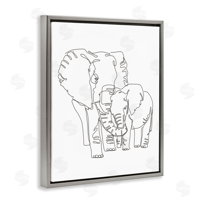 Ziwei Li | Elephant Family Holding Trunks Minimal Linework