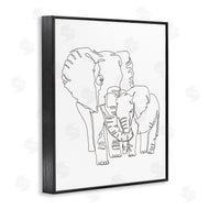 Ziwei Li | Elephant Family Holding Trunks Minimal Linework