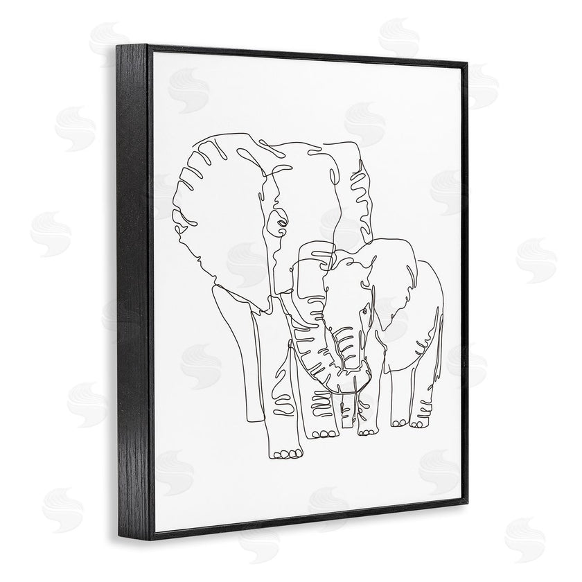 Ziwei Li | Elephant Family Holding Trunks Minimal Linework