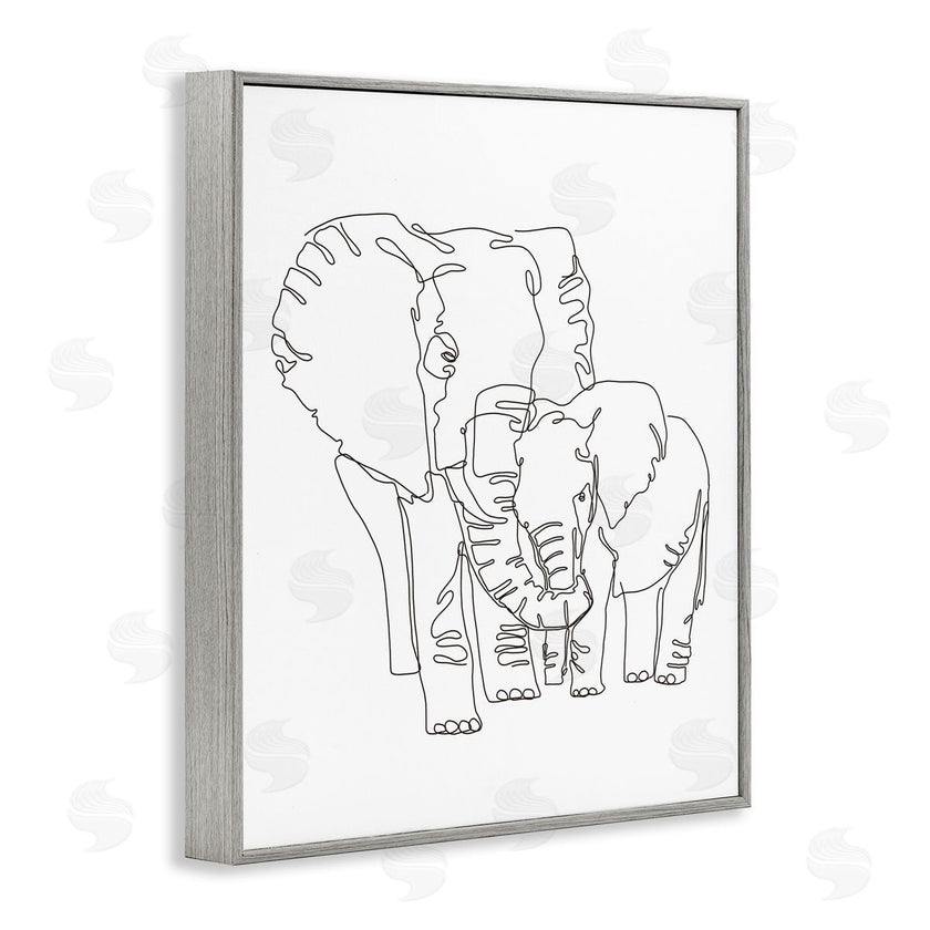 Ziwei Li | Elephant Family Holding Trunks Minimal Linework