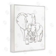Ziwei Li | Elephant Family Holding Trunks Minimal Linework