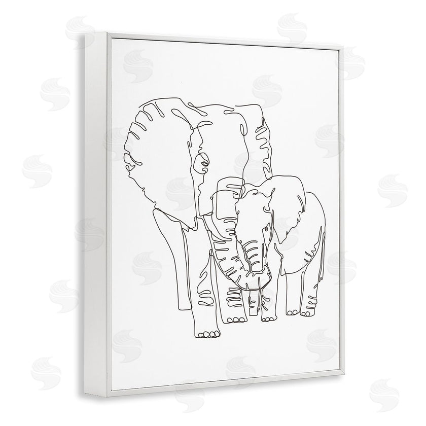 Ziwei Li | Elephant Family Holding Trunks Minimal Linework