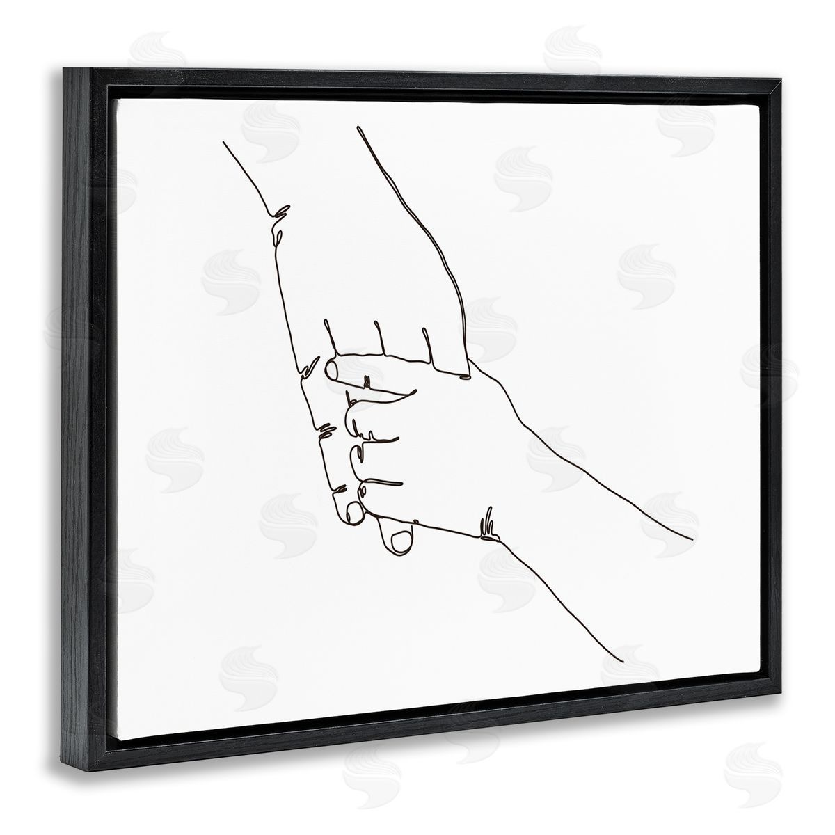 Ziwei Li Family Holding Hands Pose Minimal Linework Black Floater Frame Canvas Art