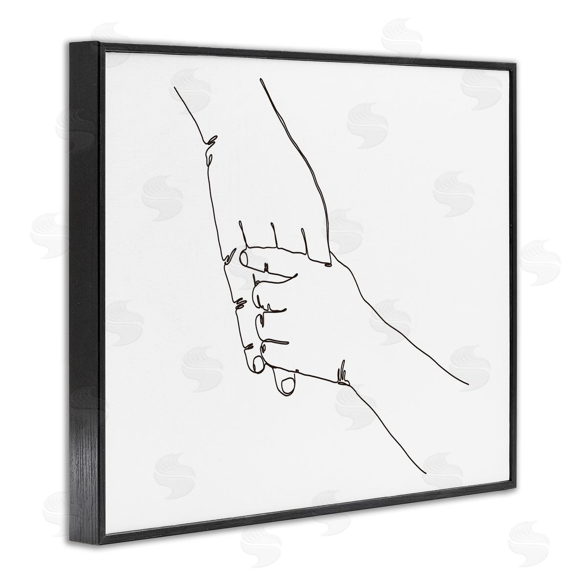 Ziwei Li Family Holding Hands Pose Minimal Linework Black Framed Giclee Wall Art