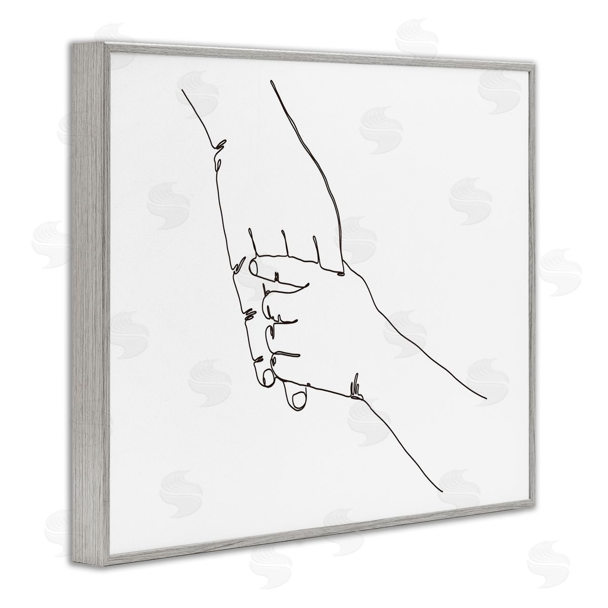 Ziwei Li Family Holding Hands Pose Minimal Linework Gray Framed Giclee Wall Art