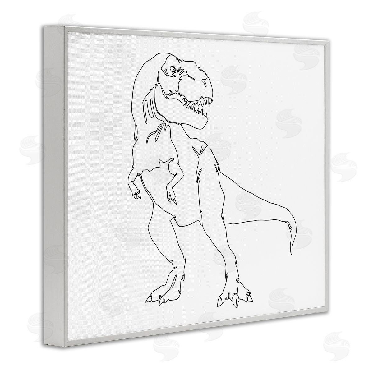 Ziwei Li T-Rex Dinosaur Portrait Minimal Outline Linework White Framed Giclee Wall Art