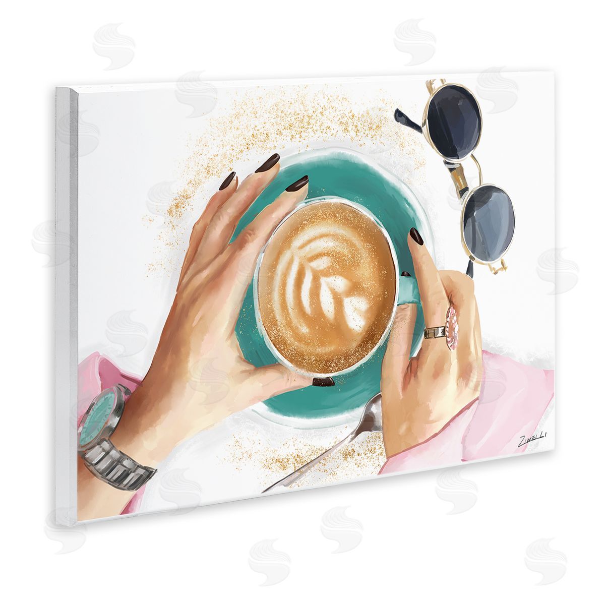 Ziwei Li Fashionista Coffee Cup Cappuccino Glam Detail Wall Plaque Art