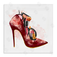 Ziwei Li | Red Fashion Heels with Cosmetic Accessories