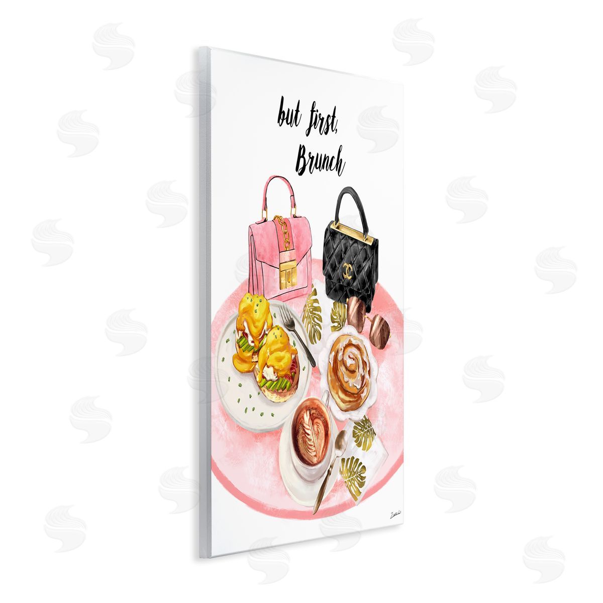 Ziwei Li But First Brunch Phrase Glam Breakfast Table Wall Plaque Art