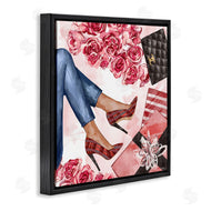 Ziwei Li | Red Plaid Heels Pink Florals Wrapped Presents