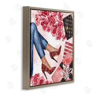 Ziwei Li | Red Plaid Heels Pink Florals Wrapped Presents