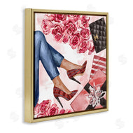 Ziwei Li | Red Plaid Heels Pink Florals Wrapped Presents