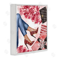 Ziwei Li | Red Plaid Heels Pink Florals Wrapped Presents