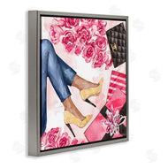 Ziwei Li | Golden Sparkle Heels Wrapped Presents Pink Florals