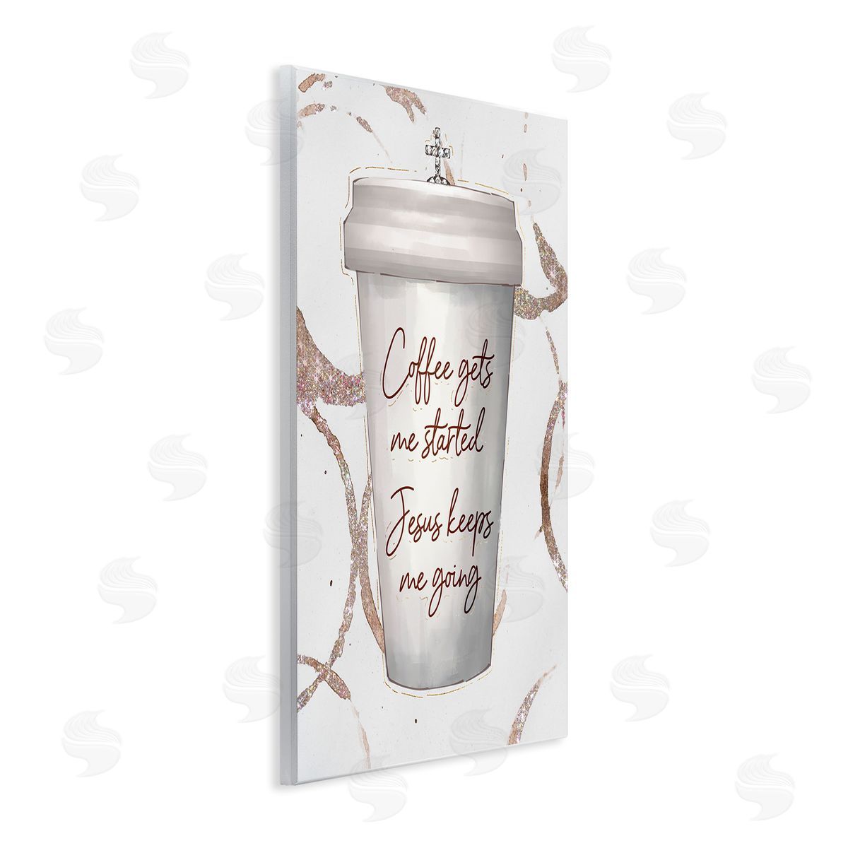 Ziwei Li Coffee Gets Me Started Faith Based Phrase Cup Wall Plaque Art
