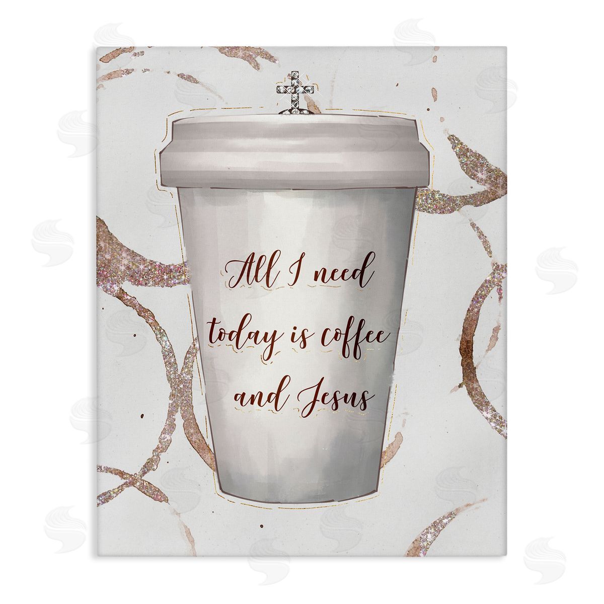 Ziwei Li Coffee and Jesus Phrase Faith Based Drink  Canvas Wall Art