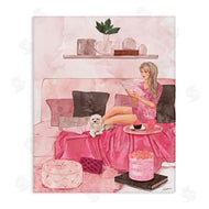 Ziwei Li | Fashionista Reading with Dog Pink Room Interior