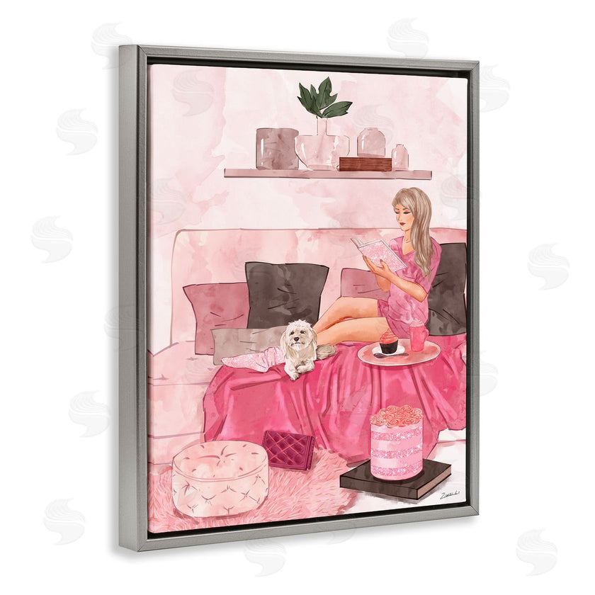 Ziwei Li | Fashionista Reading with Dog Pink Room Interior