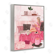 Ziwei Li | Fashionista Reading with Dog Pink Room Interior