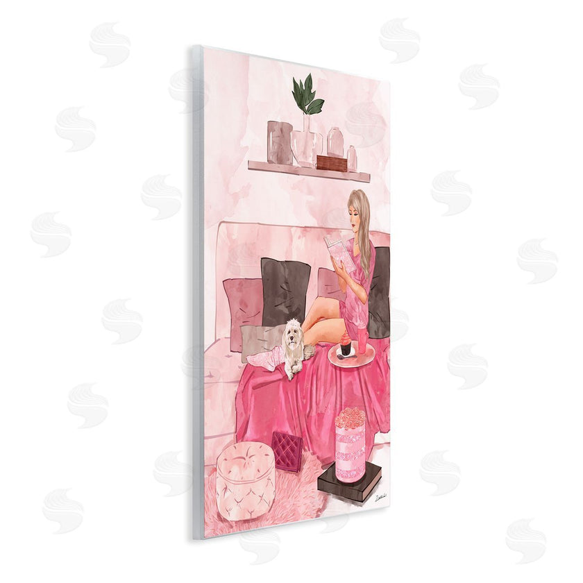 Ziwei Li | Fashionista Reading with Dog Pink Room Interior