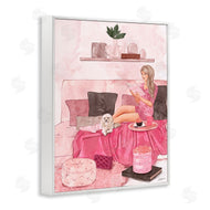 Ziwei Li | Fashionista Reading with Dog Pink Room Interior