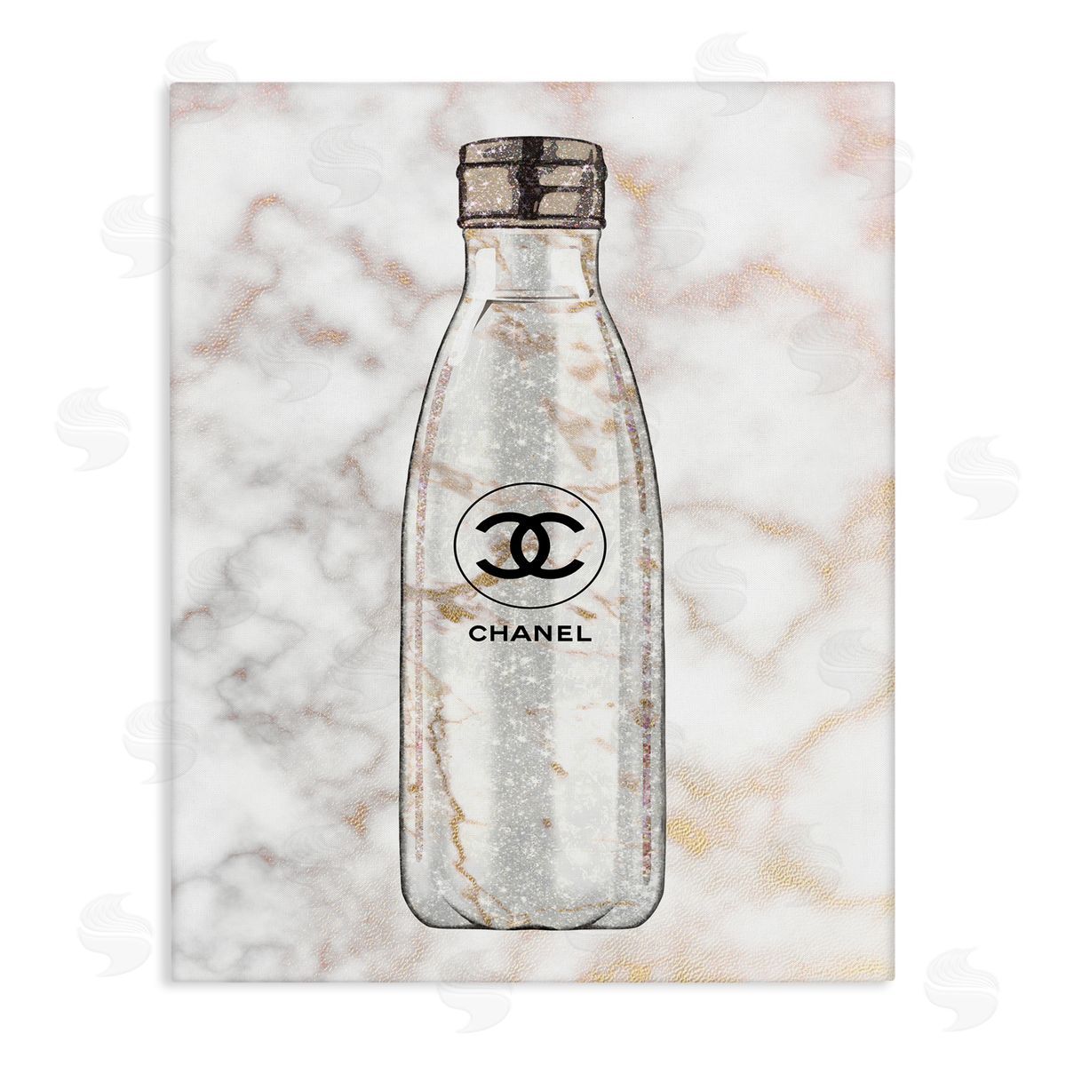 Ziwei Li Glam Fashion Water Bottle over Marble Canvas Wall Art