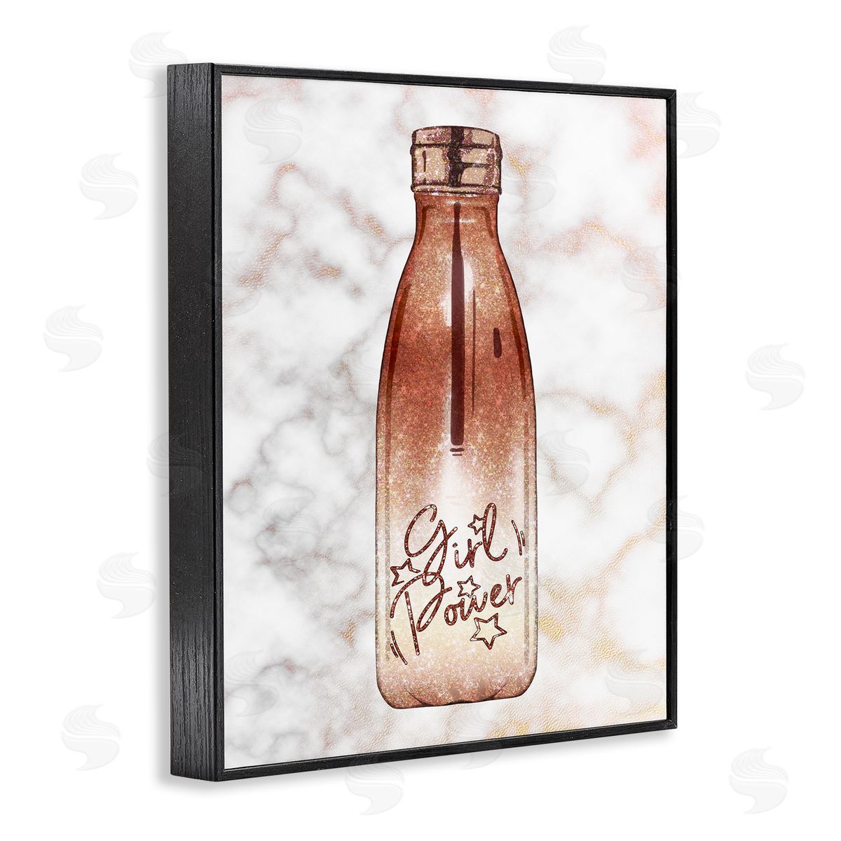 Ziwei Li Girl Power Quote Fashion Bottle over Marble Black Framed Giclee Wall Art