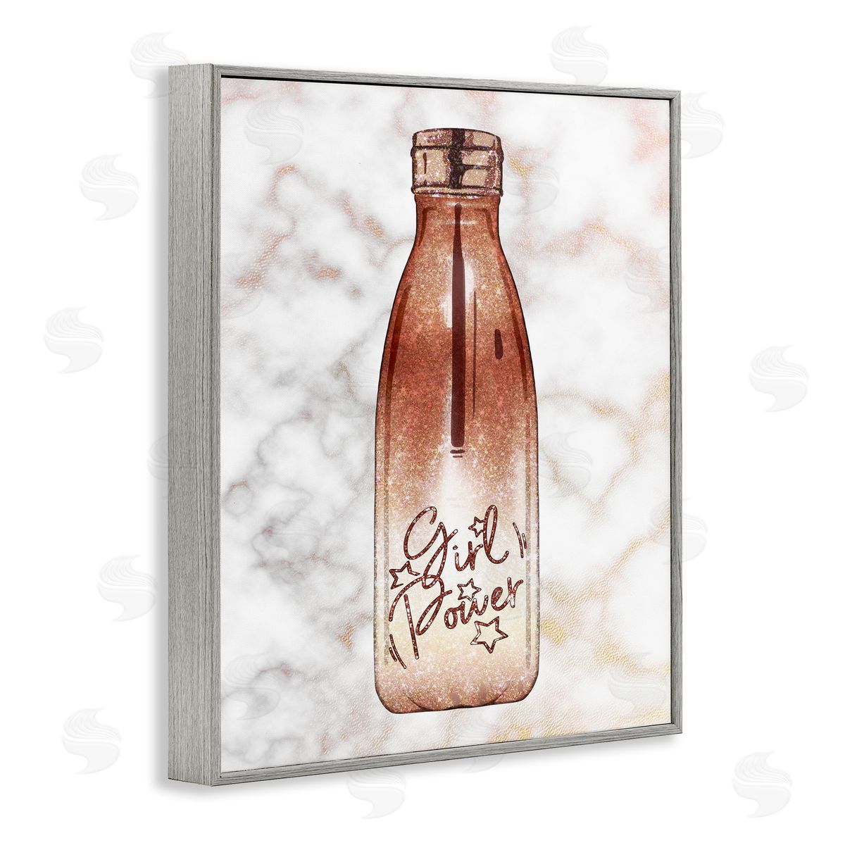 Ziwei Li Girl Power Quote Fashion Bottle over Marble Gray Framed Giclee Wall Art