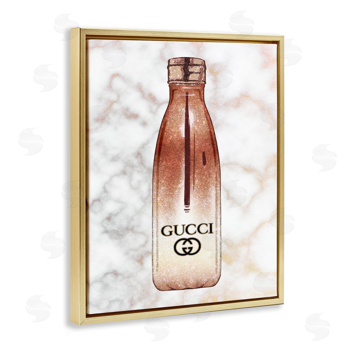 Ziwei Li Designer Brand Chic Sports Fashion Bottle Marble Gold Floater Frame Canvas Art