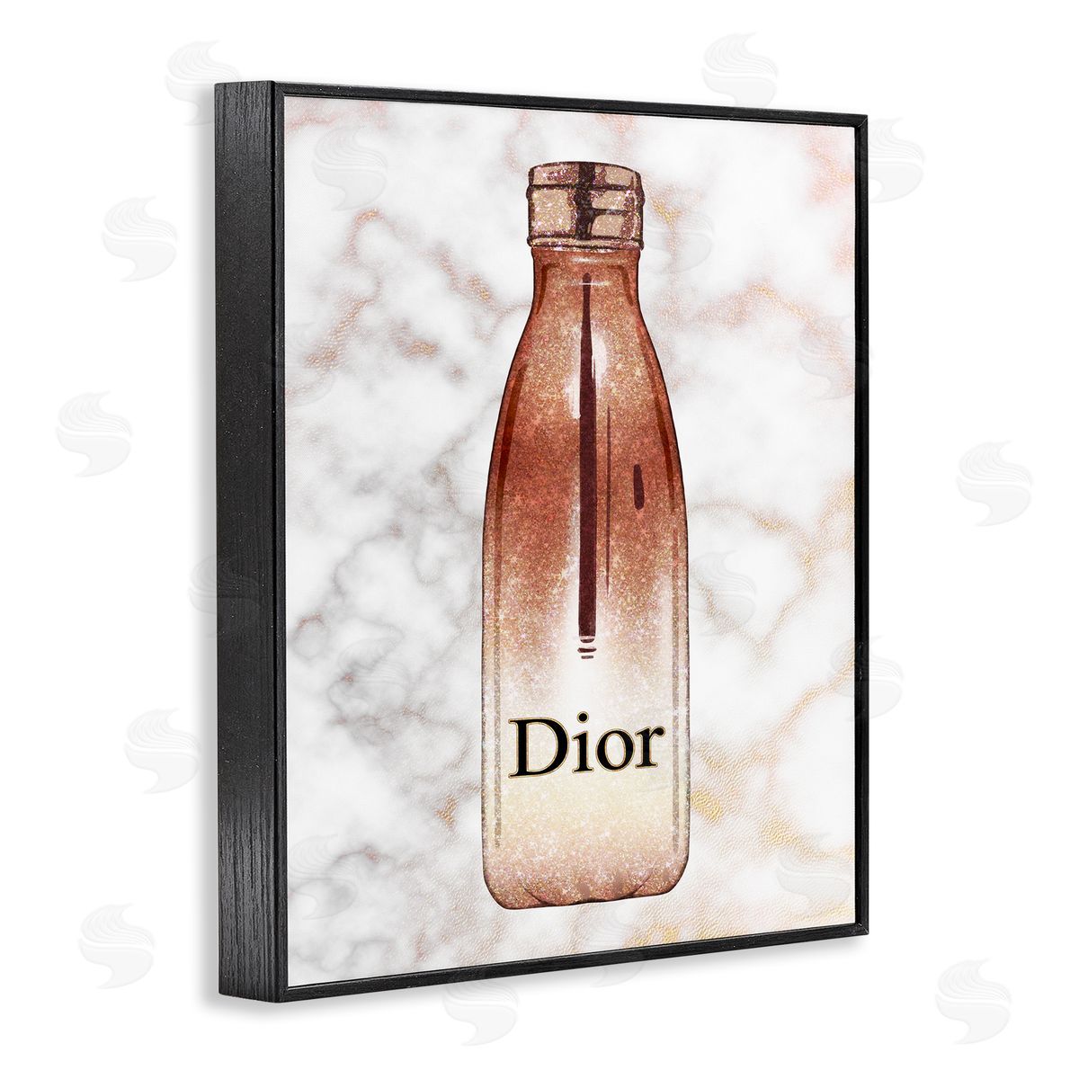 Ziwei Li Fashionista Sports Glam Bottle over Marble Black Framed Giclee Wall Art