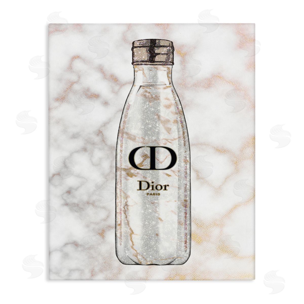 Ziwei Li Sports Bottle Glam Fashion over Marble Canvas Wall Art