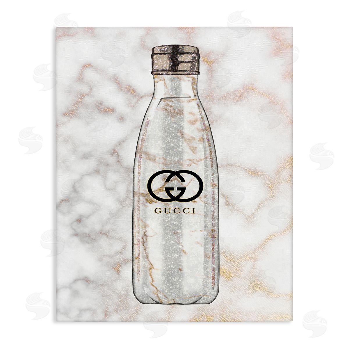 Ziwei Li Chic Sports Bottle Glam Fashion over Marble Canvas Wall Art