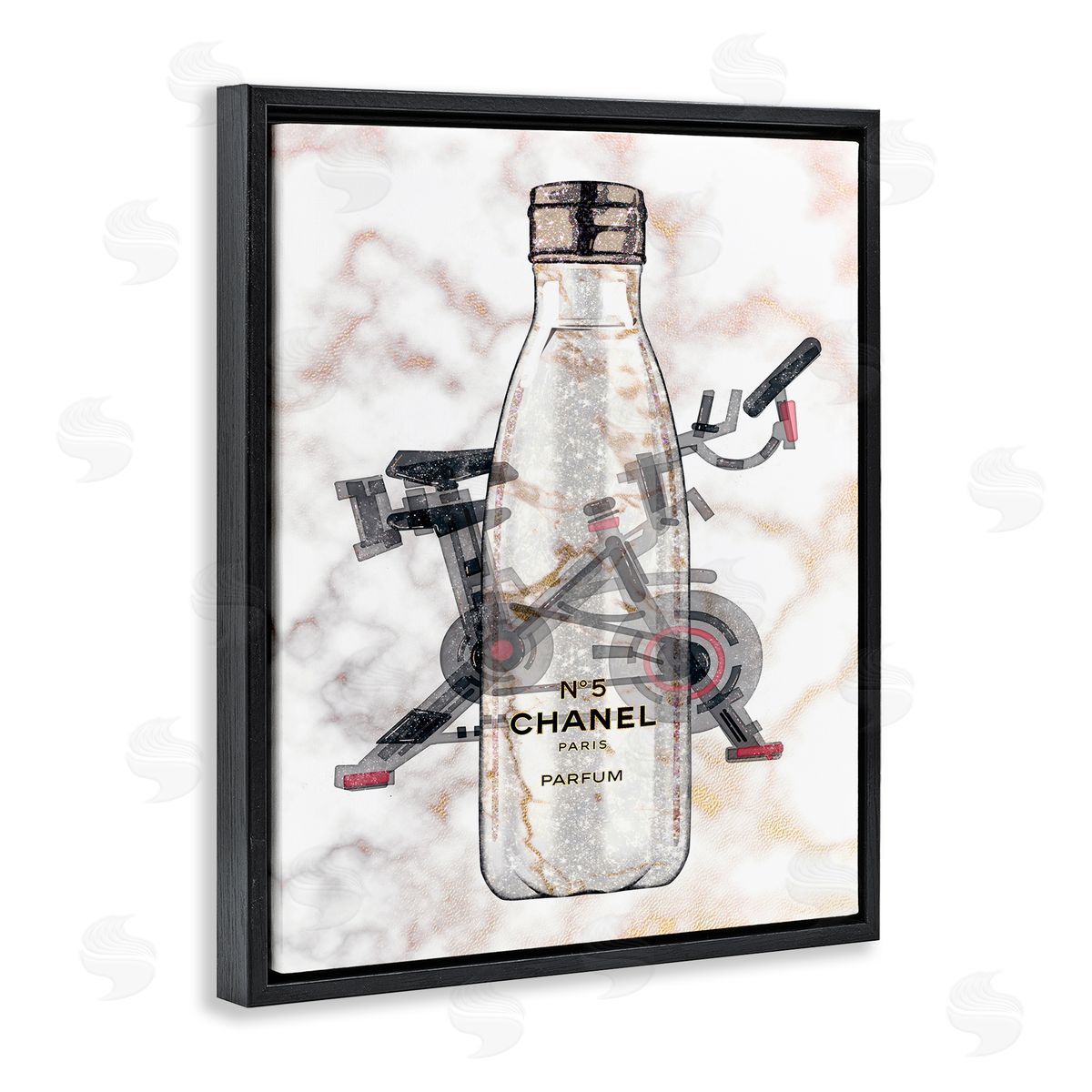 Ziwei Li Athletic Fashion Sports Bottle Exercise Bike Detail Black Floater Frame Canvas Art