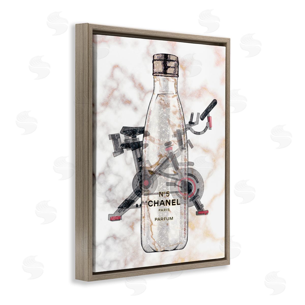 Ziwei Li Athletic Fashion Sports Bottle Exercise Bike Detail Brown Floater Frame Canvas Art