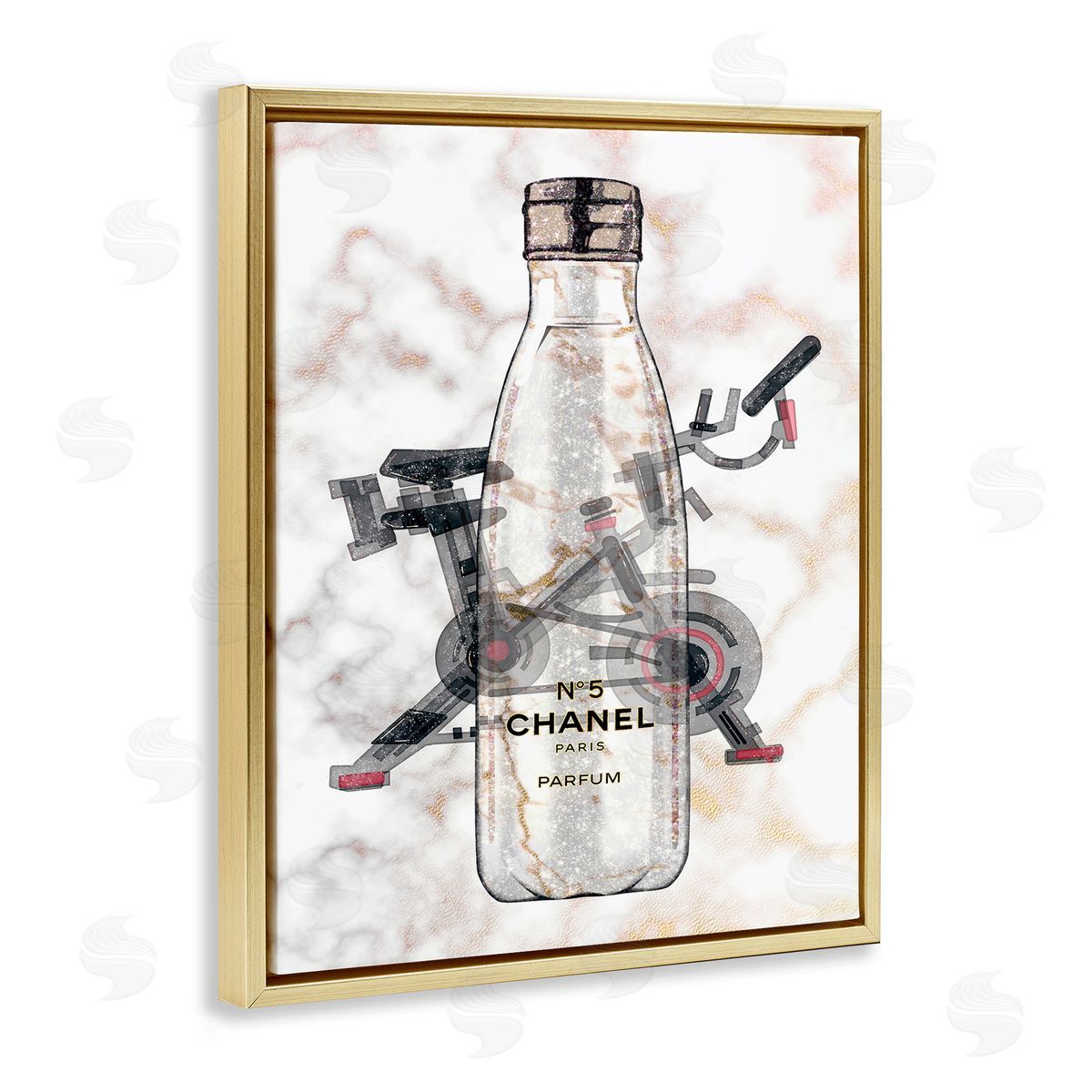 Ziwei Li Athletic Fashion Sports Bottle Exercise Bike Detail Gold Floater Frame Canvas Art