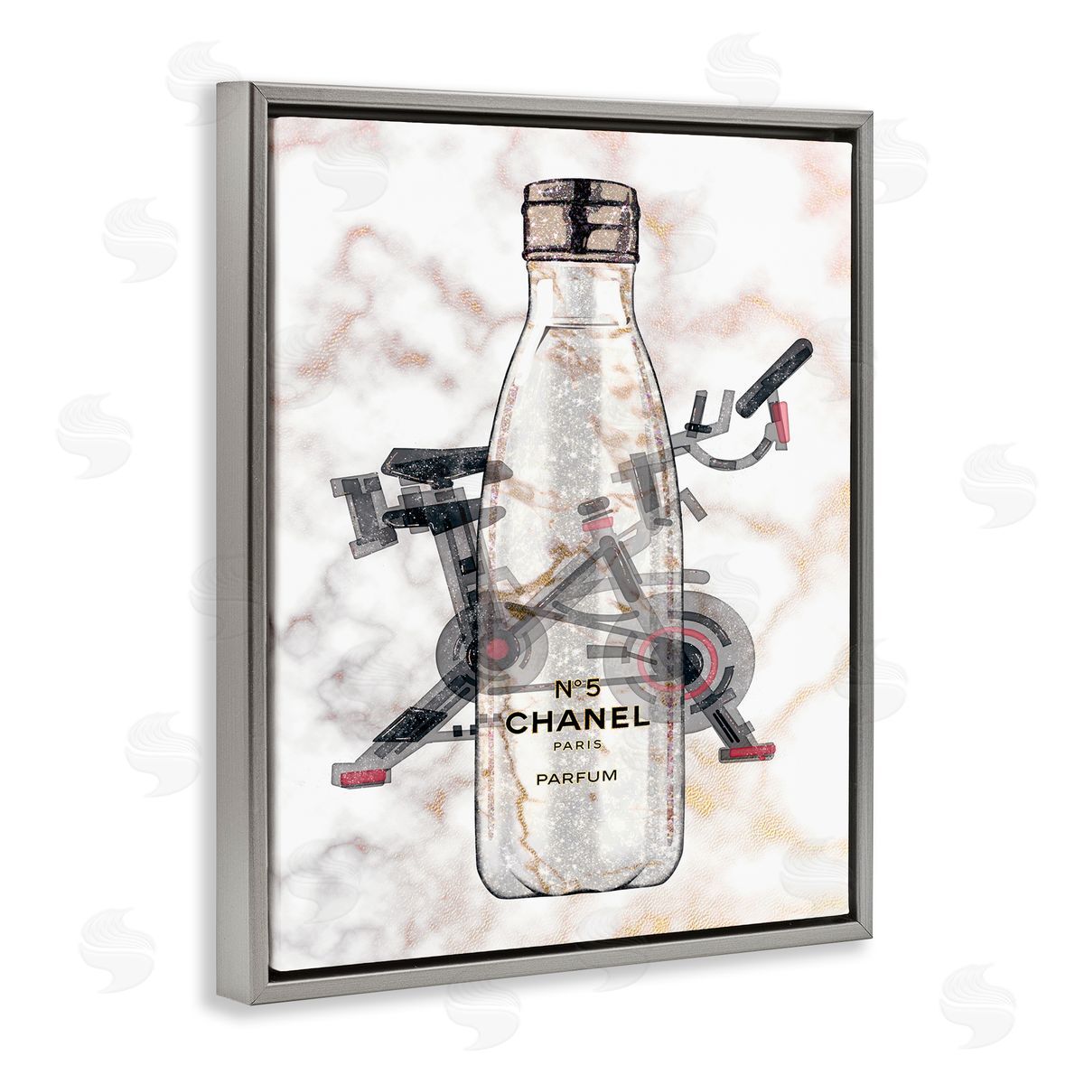 Ziwei Li Athletic Fashion Sports Bottle Exercise Bike Detail Gray Floater Frame Canvas Art