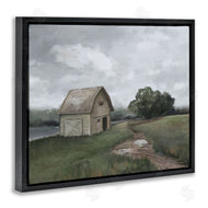 Ziwei Li | Cloudy Barn Side Landscape Darkened Meadow