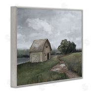 Ziwei Li | Cloudy Barn Side Landscape Darkened Meadow