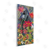 Sangita Bachelet | Gorilla Standing Behind Tropical Florals Geometric Pattern