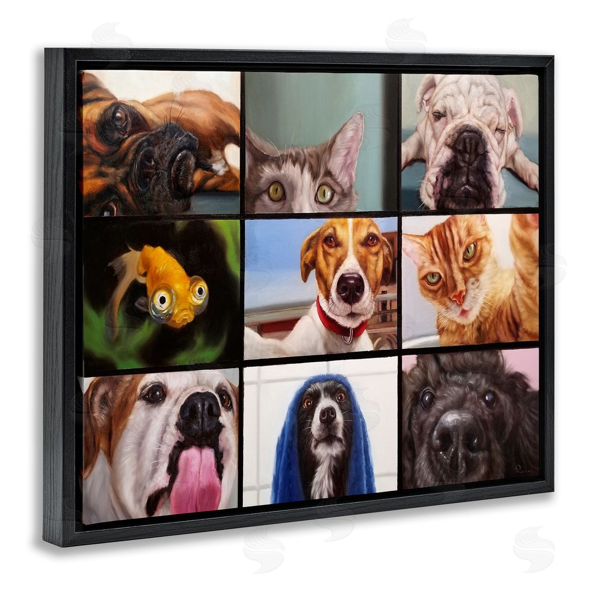 Lucia Heffernan Animal Video Chat Meeting Office Pet Humor Black Floater Frame Canvas Art