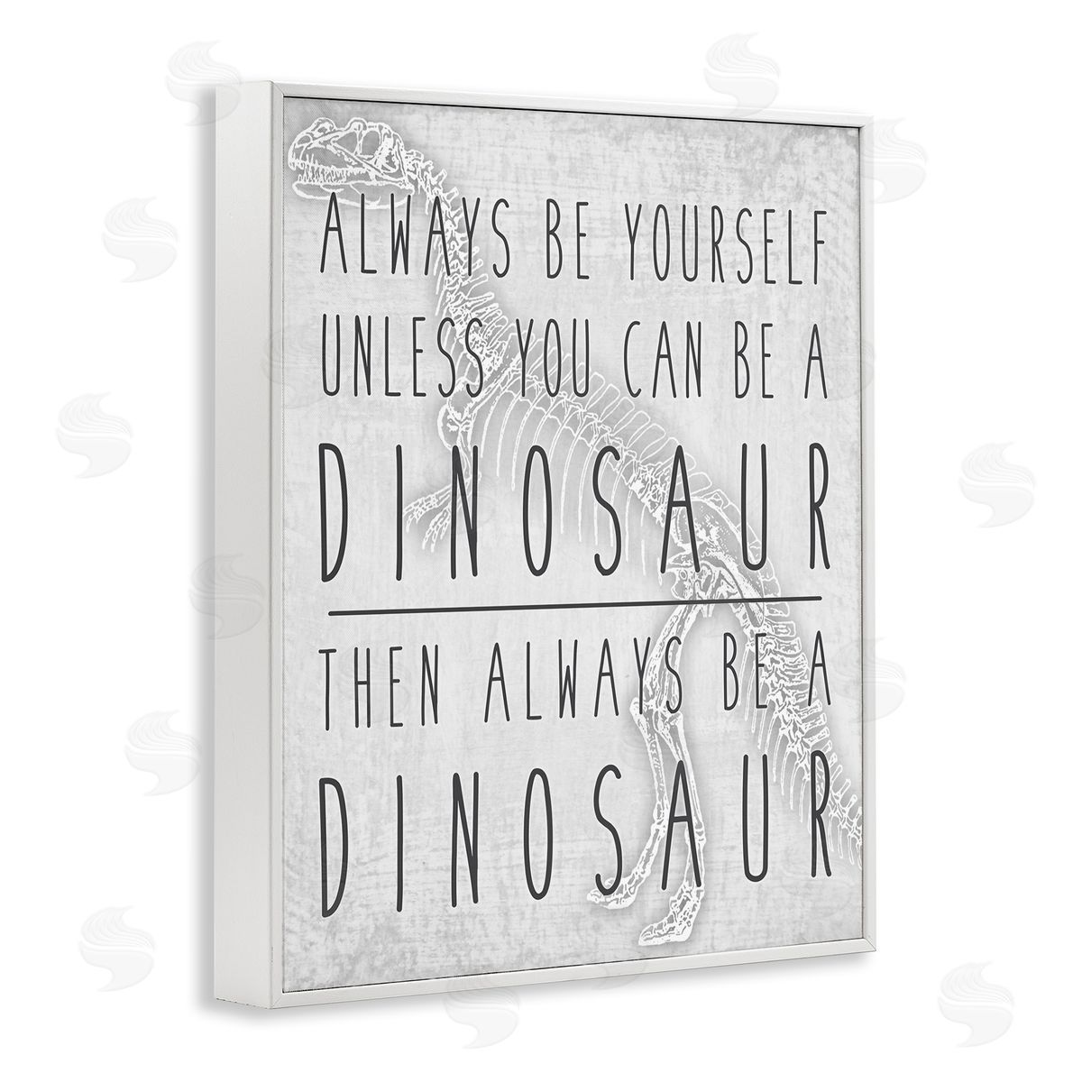 Jessica Mundo Be Yourself or a Dinosaur Funny Phrase T-Rex Skelton White Framed Giclee Wall Art
