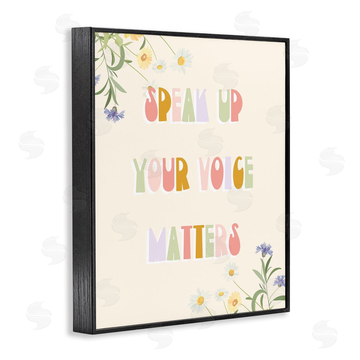 Stupell Studio Speak Up Your Voice Matters Quote Spring Wildflowers Black Framed Giclee Wall Art