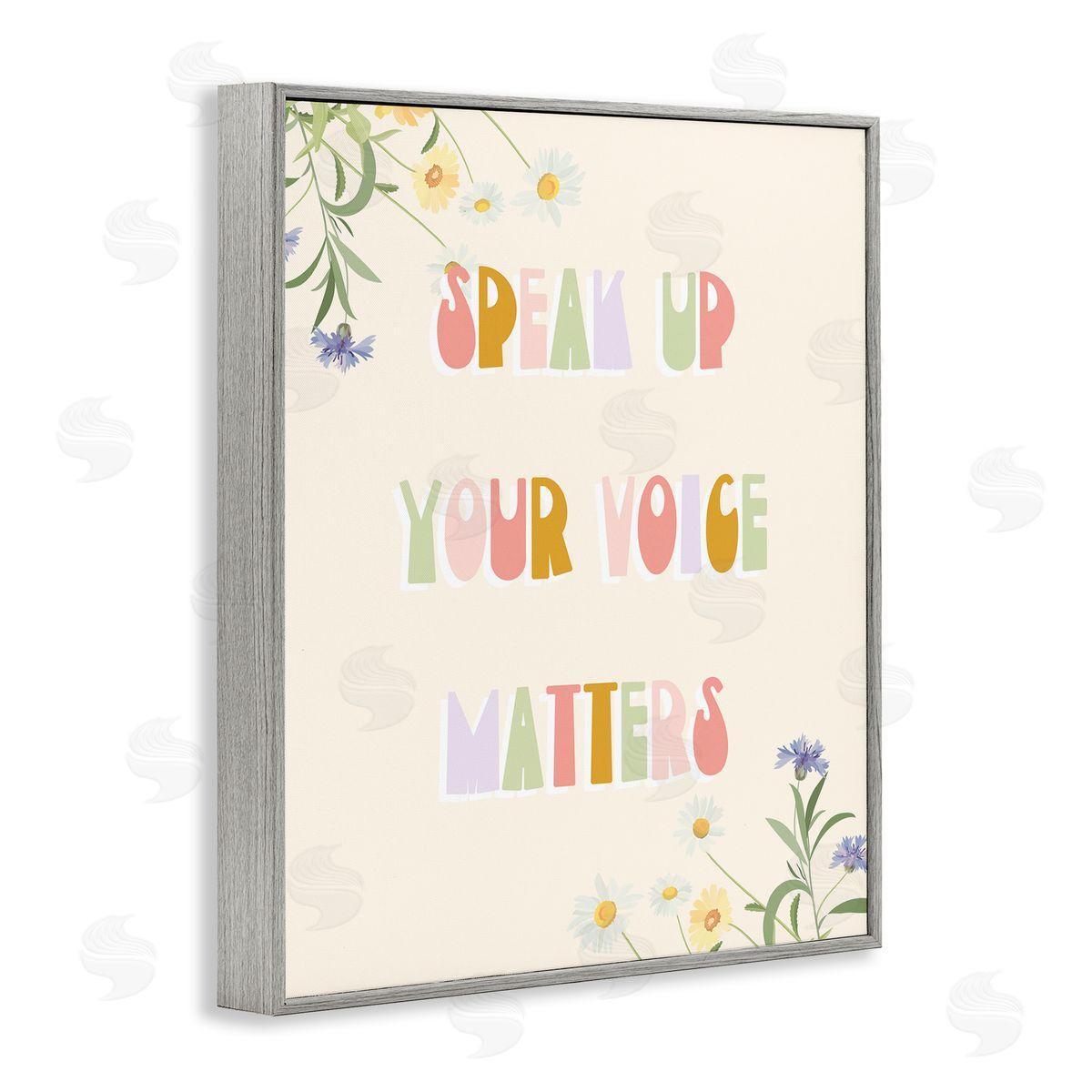 Stupell Studio Speak Up Your Voice Matters Quote Spring Wildflowers Gray Framed Giclee Wall Art