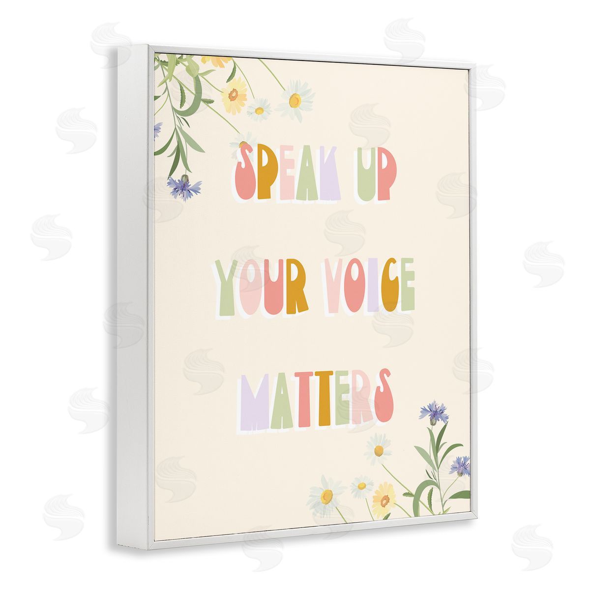 Stupell Studio Speak Up Your Voice Matters Quote Spring Wildflowers White Framed Giclee Wall Art